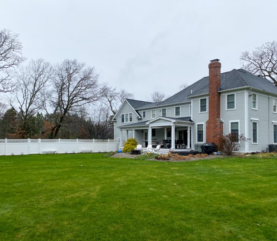 Backyard in Andover, Massachusetts before Dex by Terra Landscape design / build project.